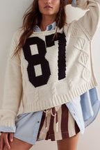 Colorblock Digital Print Oversized Knit Sweater