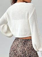 Cropped Button Knit Cardigan