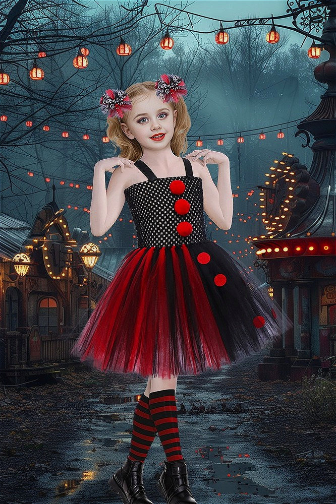 Red Clown Dress Kid Halloween Costume