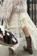 Lace Asymmetrical Maxi Skirt