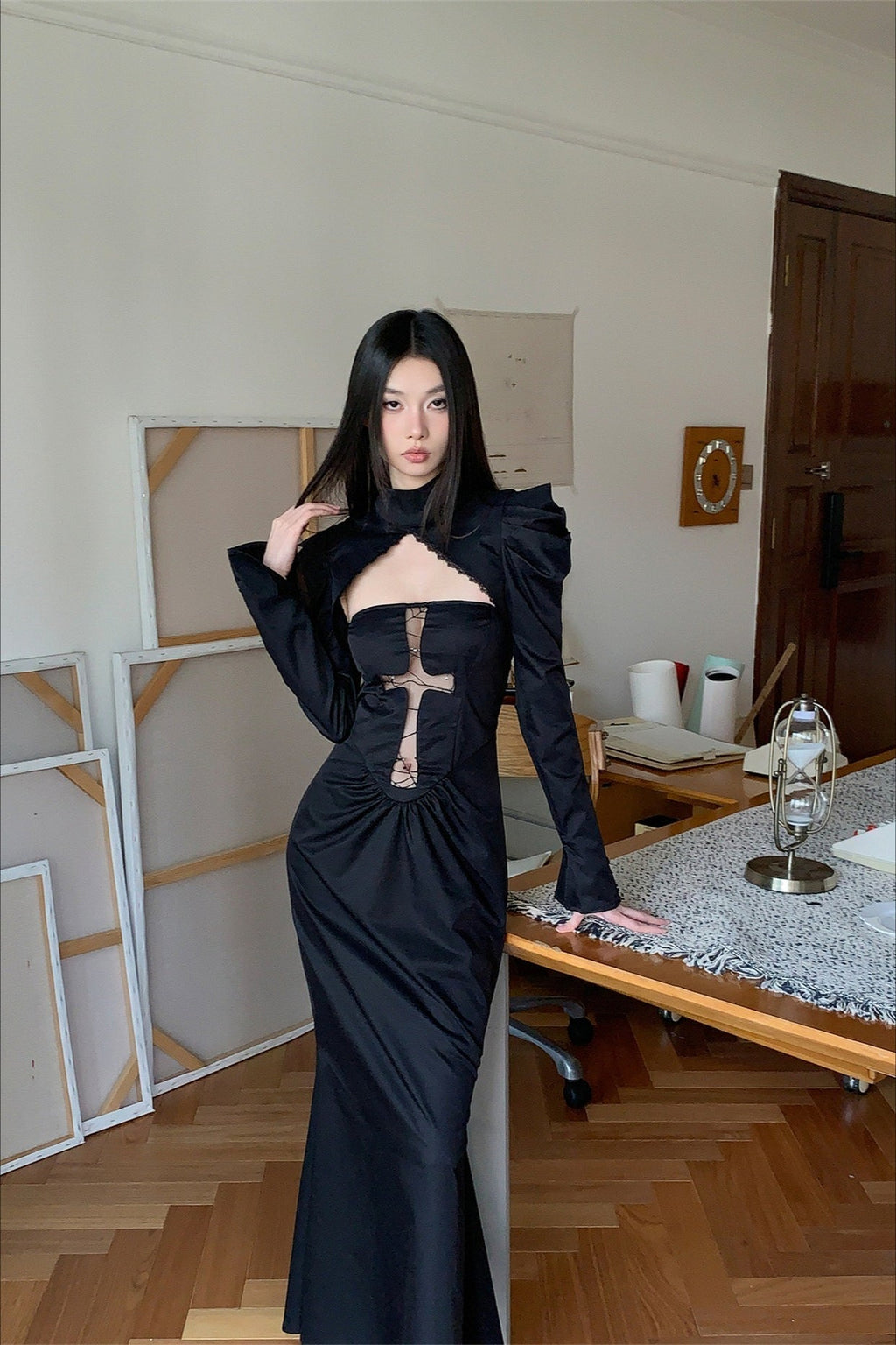 Spider Web Cutout Halloween Dress