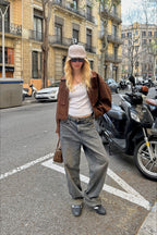 Collared Zipper Faux Suede Jacket