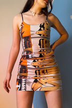 Sexy 3D Print Cami Bodycon Skirt Two Pieces Set