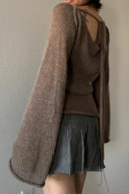 Bell Sleeve Tie Back Knit Sweater