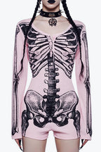 Halloween Skull Print Bodysuit T-Shirt