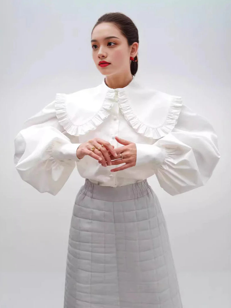 Loose Cotton Babydoll Blouse