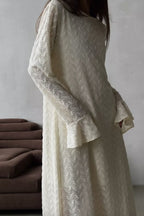 Knit Jacquard Long Sleeve Boho Dress