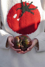 Embroidered Tomato Pattern Knit Sweater