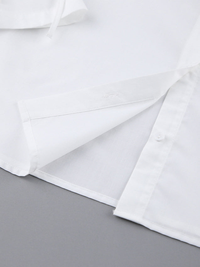 Bow Tie Long Sleeve White Blouse