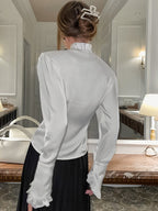 Ruffled Victorian Style Fitted Blouse