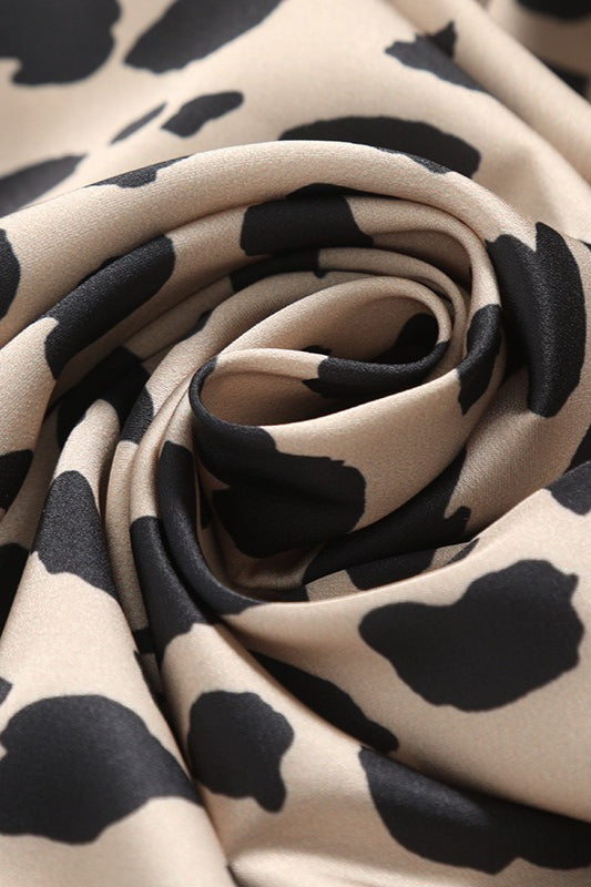 Satin Leopard Mermaid Midi Skirt