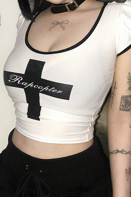 Puff Sleeve Cropped T-Shirt