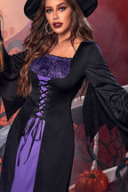 Halloween Purple Witch Cosplay Maxi Dress