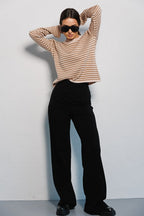 Ribbed Colorblock Striped Knit Sweater