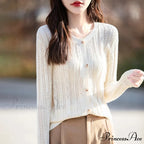 100% Cotton Sleek O-Neck Knitted Cardigan