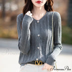 100% Cotton Sleek O-Neck Knitted Cardigan