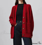 100% Merino Wool V-Neck Thicken Cardigan