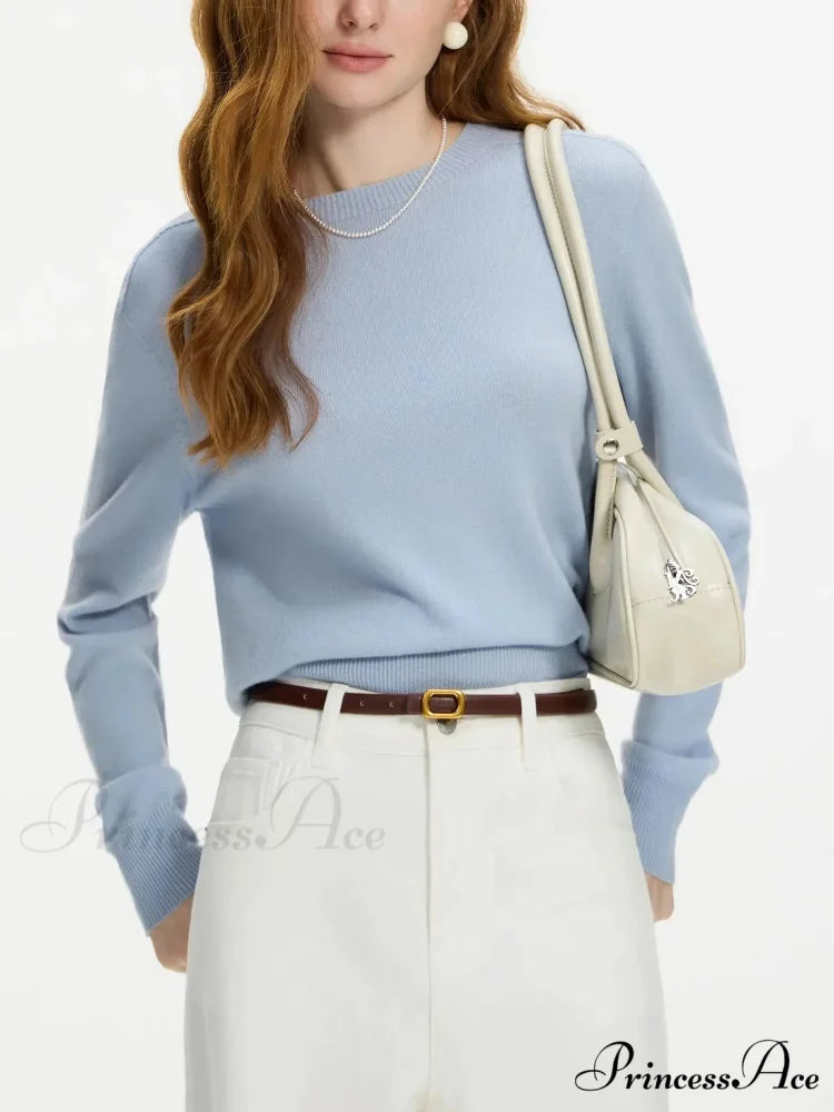 100% Wool  Uninterrupted  Crew Neck Pullover