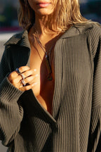 Sexy V Neck Knit Collar Blouse