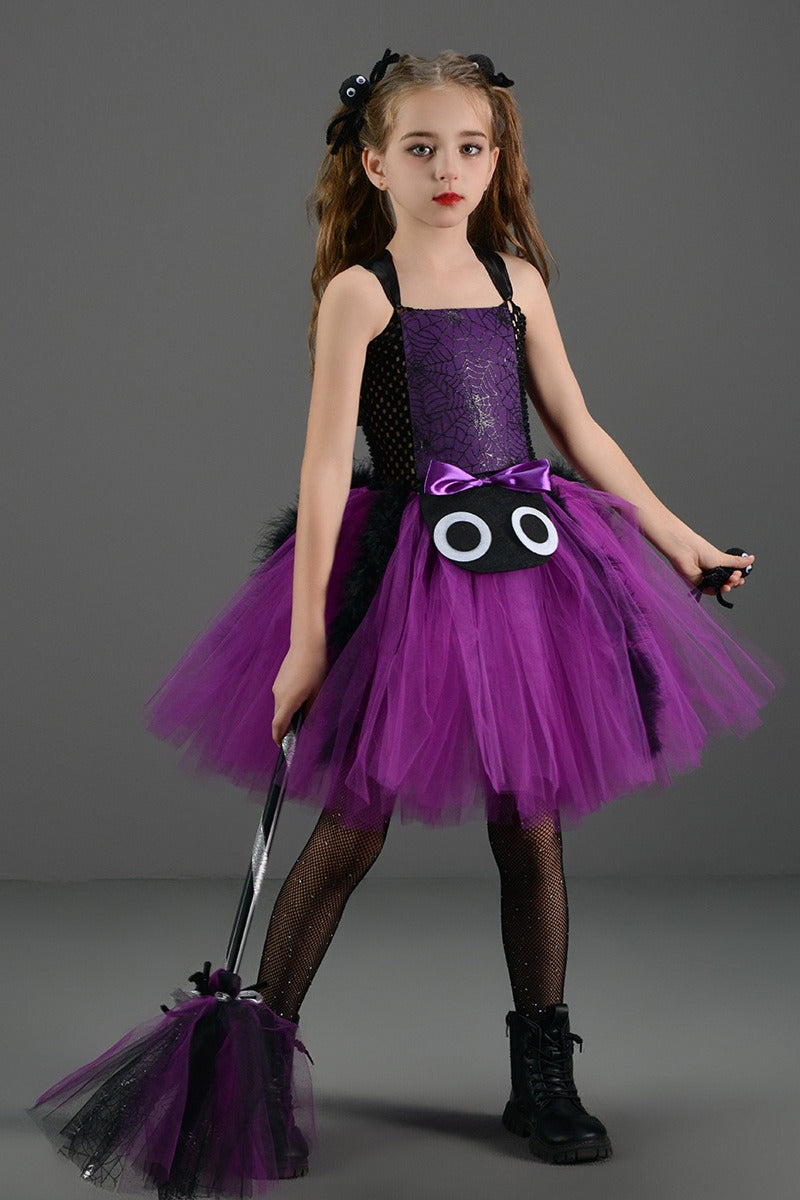 Spider Web Witch Dress Kid Halloween Costume