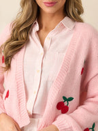 Embroidered Long Sleeve Knit Cardigan