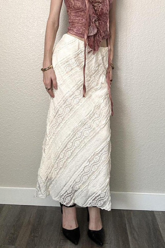 Low Waist Lace Twill Bodycon Skirt