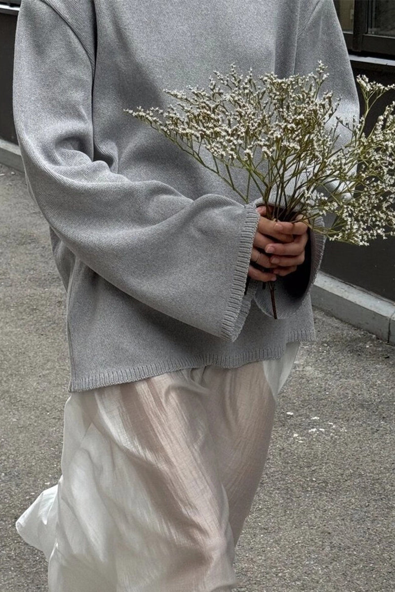 Cotton Loose Fit Off-Shoulder Knit Sweater