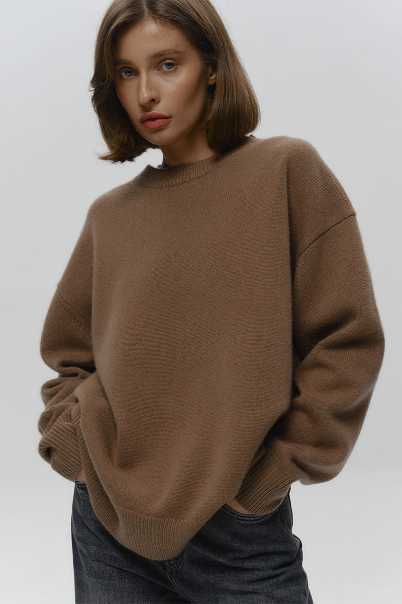 Loose Fit Crew Neck Knit Sweater