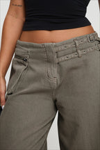 Adjustable Waist Side Pocket Loose Fit Jeans