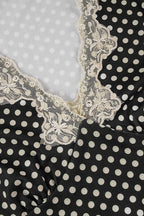 Sweet Polka Dot Lace V-Neck Crop Top