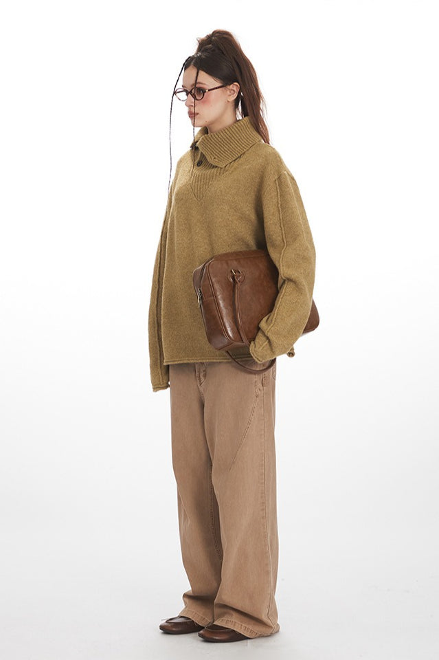 Vintage Cozy High Neck Loose Fit Sweater