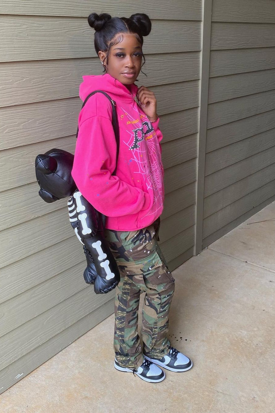 Fleece Letter Print Oversized Hoodie