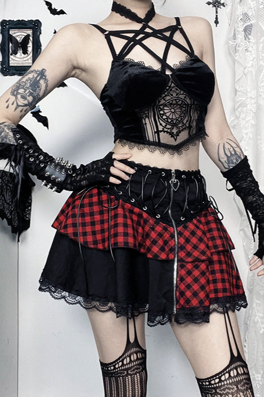 Gothic Vibe Layered Panel Skirt