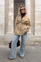 Khaki Drawstring Trench Jacket