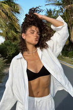 Cotton Loose Long Sleeve Blouse & Pants Set