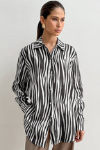 Printed Long Sleeve Casual Loose Fit Blouse