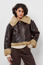 Vintage Faux Fur Collared Short Coat