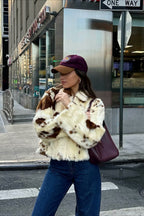 Stylish Leopard Print Faux Fur Coat