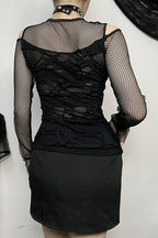 Gothic Mesh Long Sleeve Knit Top