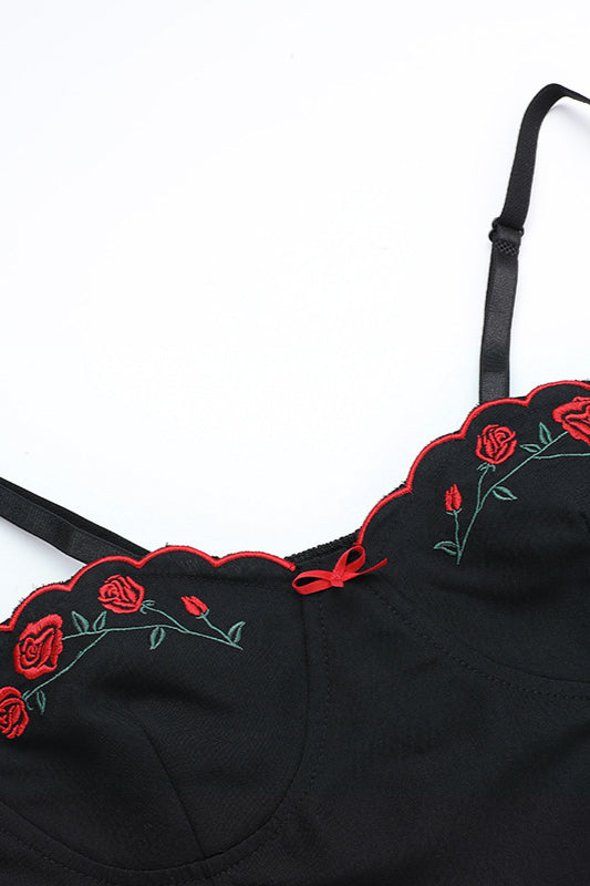 Embroidered Cami Flare Mini Dress