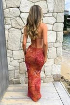 Vintage Printed Floral Lace-Up Floral Dress