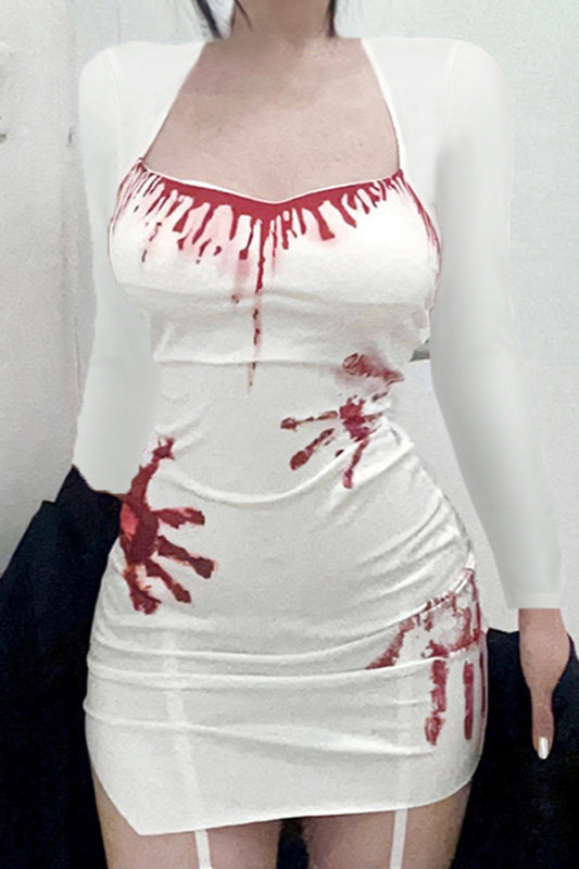 Slim Fit Halter Graphic Mini Dress