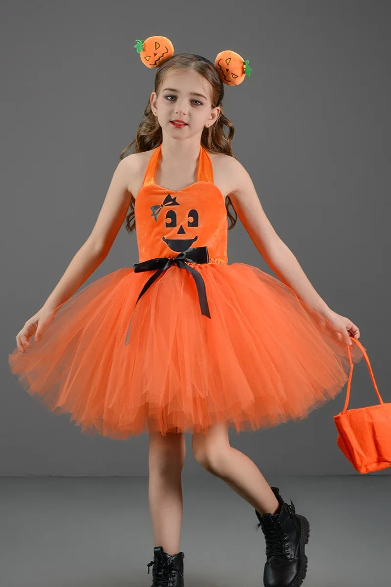 Pumpkin Witch Dress Kid Halloween