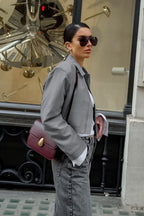 Gray Cropped Long Sleeve Jacket