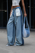 Loose Fit Draped Backward Style Jeans