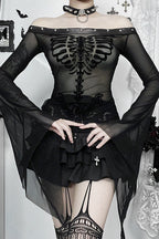 Dark Style Skull Graphic Knit Top