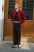 Elegant Red Wool Blazer Jacket