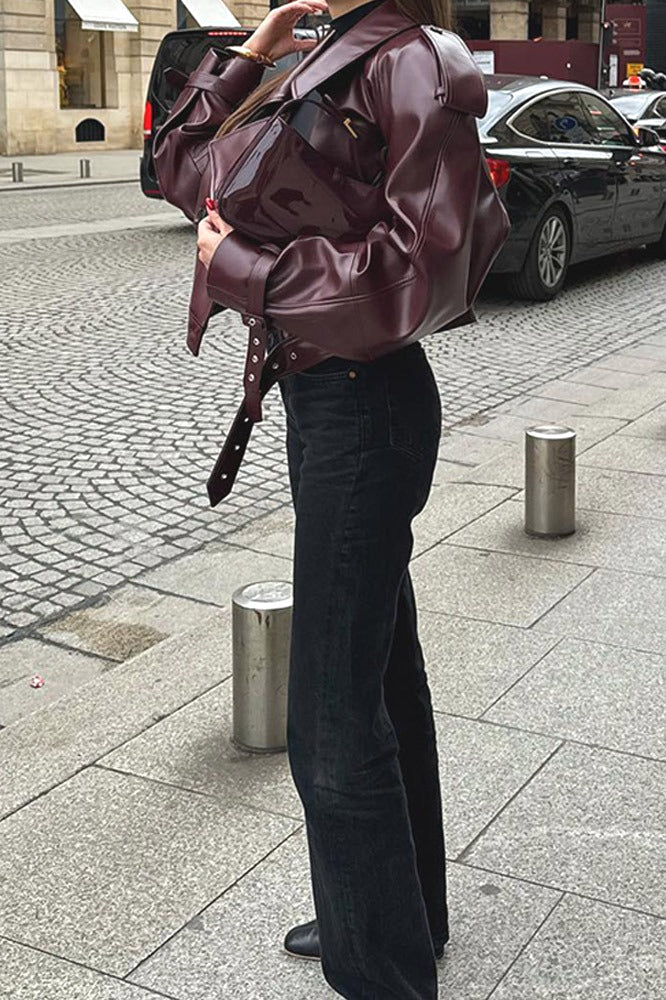 Vintage PU Leather Motorcycle Jacket