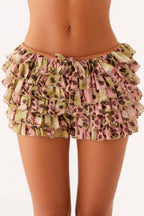 Lace Layered Ruffle Mini Skirt