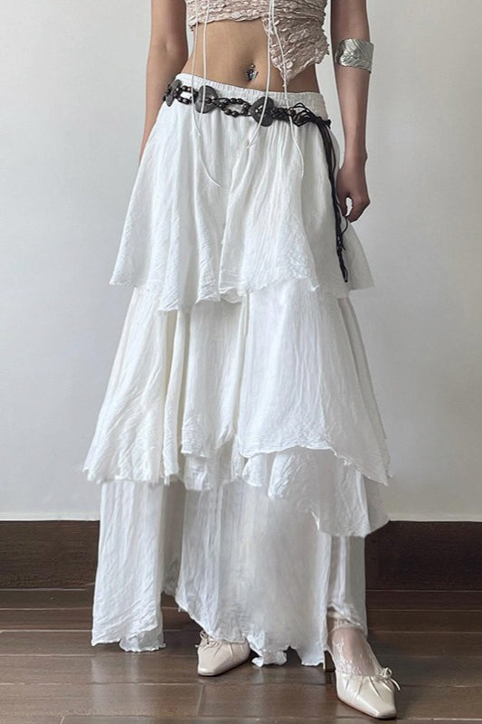 Low Waist Asymmetrical Maxi Skirt